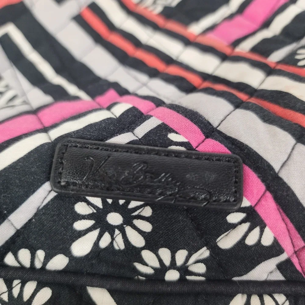 Vera Bradley Triple Zip Hipster Crossbody Black Pink Geometric Quilted Bag